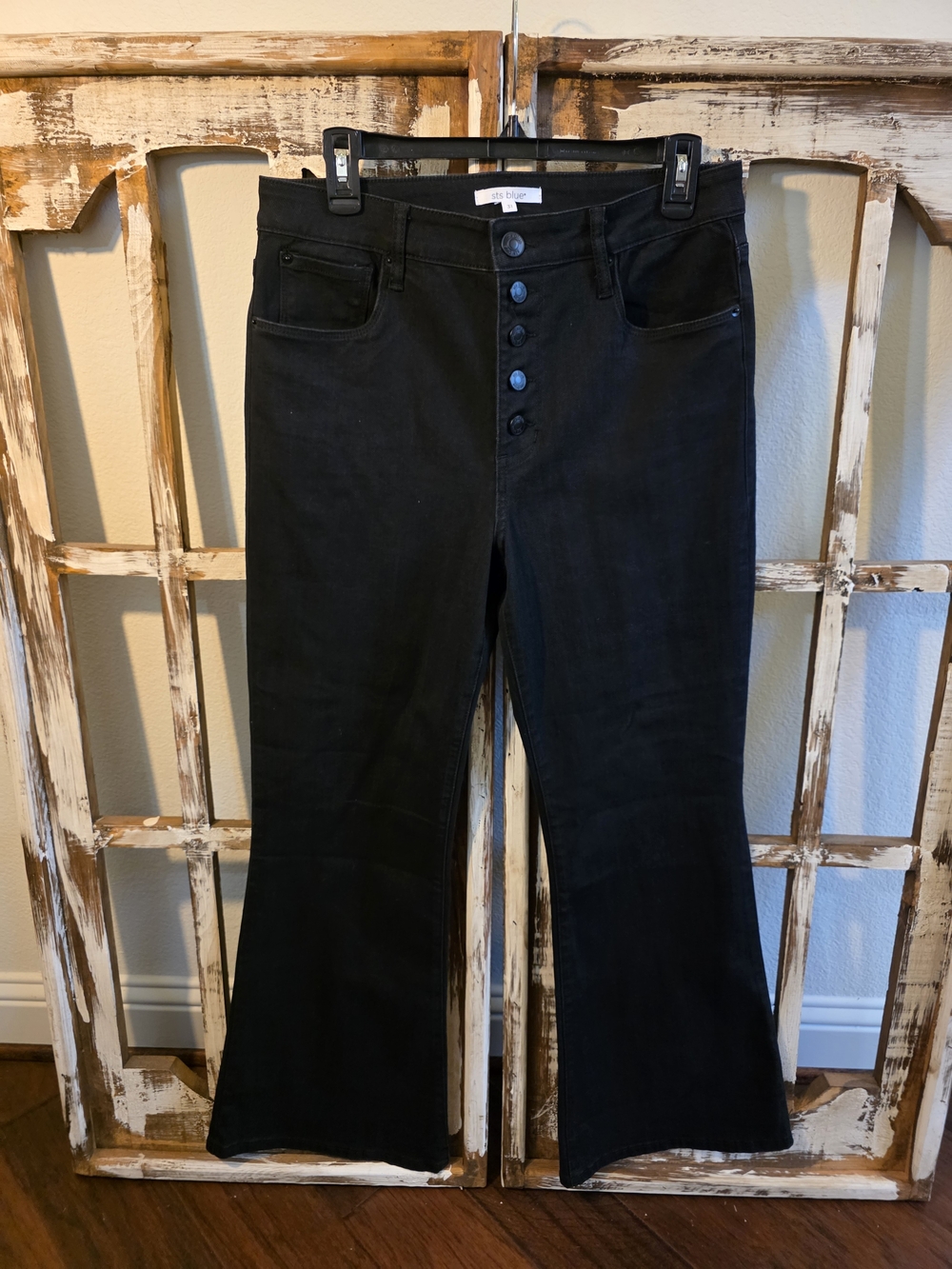 STS Blue High-Rise Button-Front Black Flared Jeans